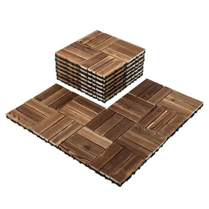 10 Stück ineinandergreifende Terrassenfliesen, 12" x 12" Akazienholzfliesen, wasserdichtes Holz... - Bild 1 von 7