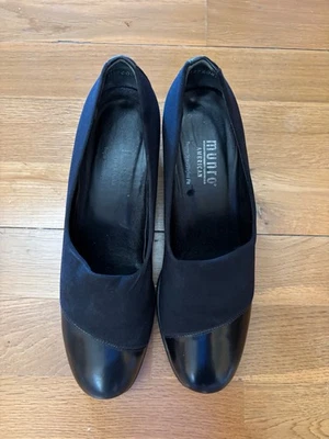 Zapato de salón Munro American Classic para mujer talla 7 tacón ancho cuero negro sin cordones Foto 1 de 4