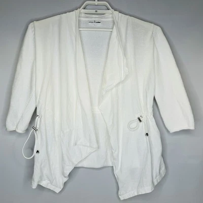 Cárdigan Suéter Buda Neón Talla Mediana Blanco Ligero Frente Abierto Suéter Espalda Foto 1 de 4