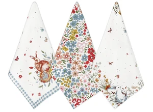 Folkulture Bunny Blooms 3er Set Küchentücher 20x26 100% Baumwolle Geschirrtücher - Bild 1 von 11