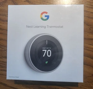 NEW! Sealed. Google Nest 3rd Generation Learning Thermostat T3007ES Stainless - Picture 1 of 3