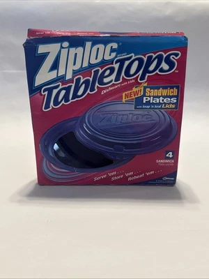 NIB VTG 2001 Ziploc TableTops Sandwich Plates with Snap and Seal Lids - Image 1 of 4
