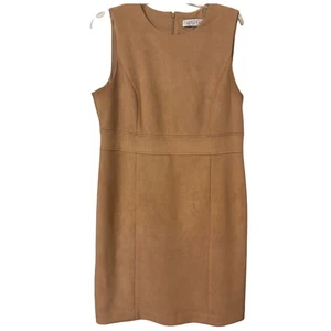 Kasper Damen Kleid ärmellos hellbraun Wildlederimitat Karriere Büro Petite 14P - Bild 1 von 12