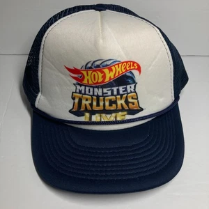 Gorra Hot Wheels Monster Trucks Live Gorra Blanca Azul Camionero Malla Snapback - Imagen 1 de 12