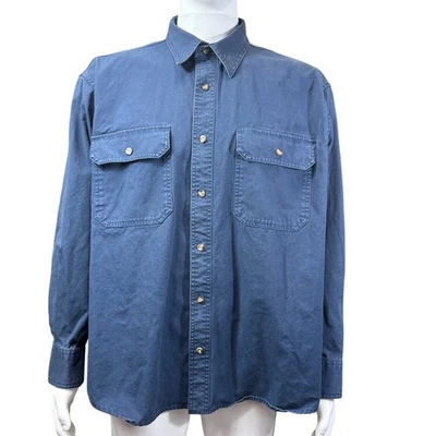 Cabelas Para Hombres Manga Larga Camisa Abotonada Denim Azul Talla L 100% Algodón Dos Bolsillos Foto 1 de 4