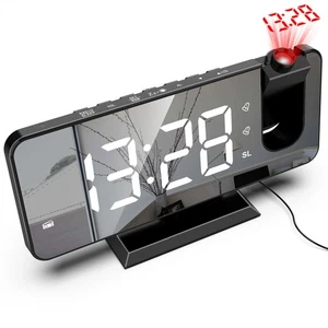 LED Digital Projector Projection Snooze Alarm Clock FM Radio Timer Rooms Decor - Picture 1 of 12