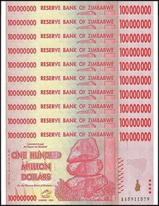 Zimbabwe 100 millones de dólares, 2008, P-80, usado X 10 piezas - Imagen 1 de 4
