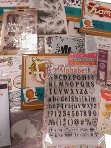 70+ Items Crafting Bundle Stamps Stencil Dies Stickers Scrapbooking Cards PPWH - Picture 1 of 10