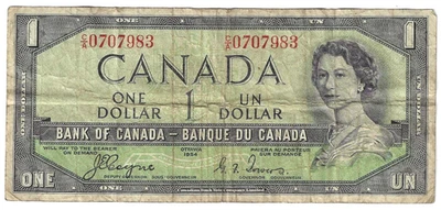 1954 Canada Devil's Face $1 One Dollar Banknote - COYNE-TOWERS - Image 1 of 3