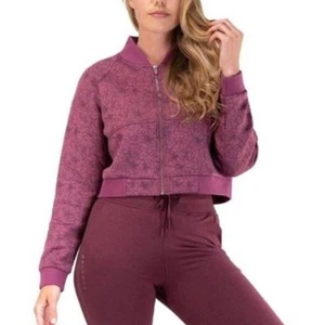 Balance Athletica Floral Crop Zip Bomber Jacket Pink Purple Women's Medium - Picture 1 of 9