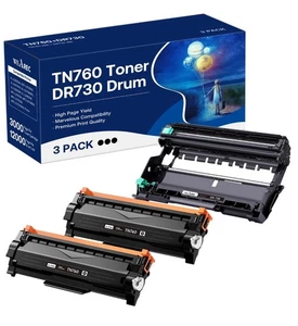 Brother TN760 Toner & DR730 Drum - DCP-L2550DW HL-L2350DW Printer (3Pack) - Picture 1 of 6