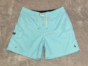 Polo Ralph Lauren Blue Swim Trunks Embroidered Yellow Pony Logo Sz 2XB Big - Picture 1 of 8