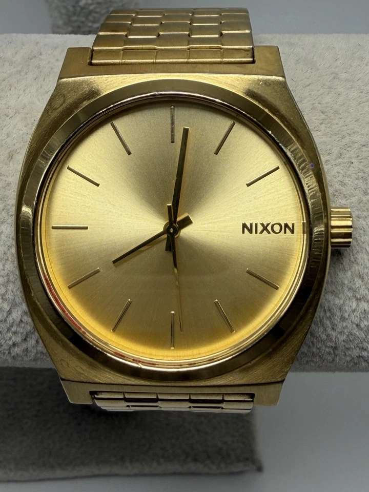 Nixon Minimal The Time Teller Gold Tone New Battery Mens Watch 37MM 7.25" - Image 1 of 4