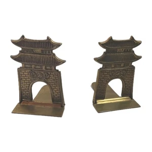 Pagode poliertes Messing klappbare Buchstützen Made in Korea 5" x 4,5" B x 4" T Vintage lesen - Bild 1 von 16