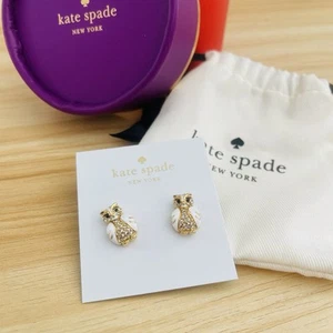 Kate Spade Earrings Owl Stud White Gold Plated Multi Star Bright with Bag & Box - Picture 1 of 5