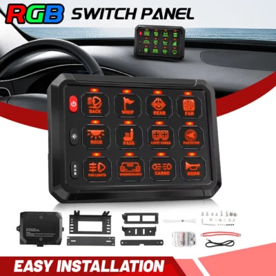 Sistema de relé de controle LED painel interruptor RGB gangues 12 para Jeep Wrangler JL JK TJ YJ - Imagem 1 de 4