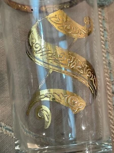 Set Of 6 VTG Culver Monogrammed "S" Gold Foil Highball Glasses - Picture 1 of 7
