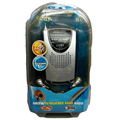 Coby CX-17 Portable AM/FM TV & Weather Band RADIO Antenna Walkman Speaker - Image 1 of 4