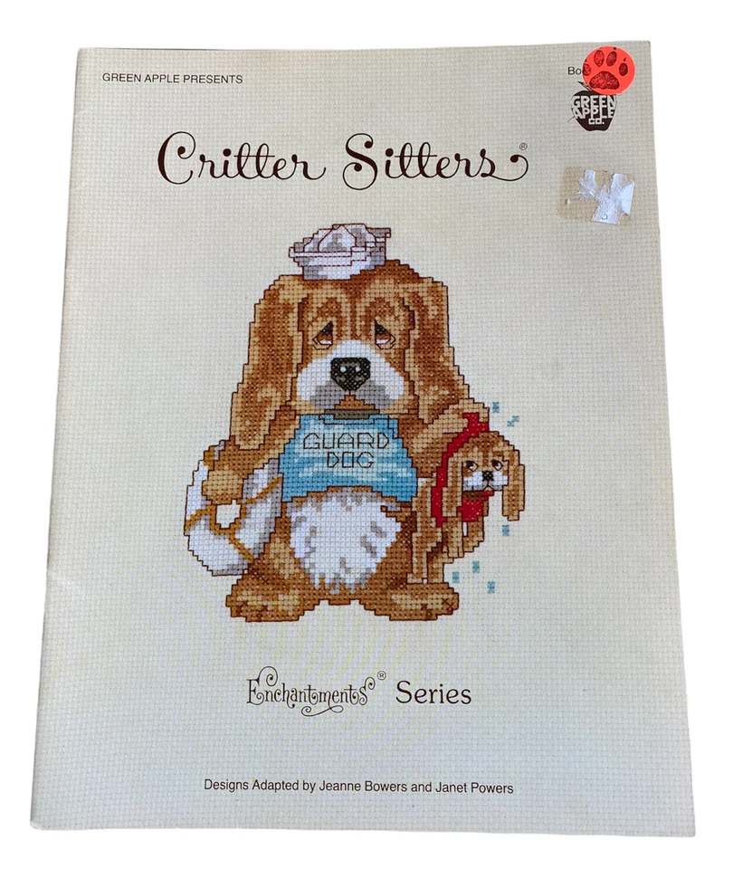 Critter Sitters Enchantments Cross Stitch Booklet 1983 Green Apple #544 Dog Cat - Image 1 of 1