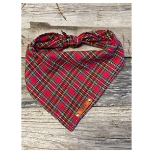 Dog Bandana, Red Green Plaid, Personalized Dog Bandana Traditional Tie - Picture 1 of 8