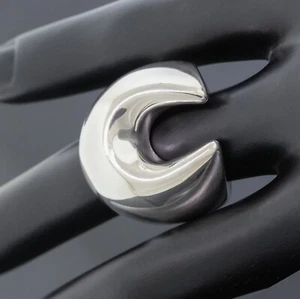 HERMES 925 Sterling Silver Horseshoe Dome Good Luck Band Ring Size 53 US 6.25 - Picture 1 of 8