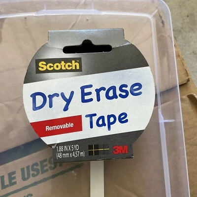 3M Scotch DRY ERASE Tape, REMOVABLE - 1.88 in. x 5 yds New Roll White - Image 1 of 3