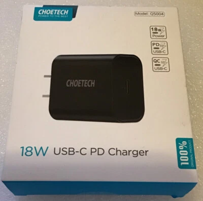CHOETECH USB-C PD Charger 18W Fast Charger Adapter Q5004- New - Image 1 of 2