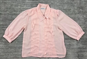 Vintage Karen Scott Top Womens 16 Pink 3/4 Sleeve Barbiecore 80s Made in Korea - Picture 1 of 13