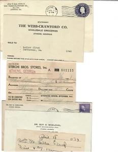 Atene, Ga- 6 fatture e ricevute a Lutero Elrod di Jefferson 1939-40 - Foto 1 di 2
