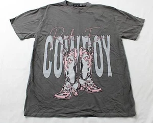 Nasty Gal Women's Plus Size Cowboy Graphic Overdye T-shirt CD4 Black US:12/14 - Picture 1 of 3