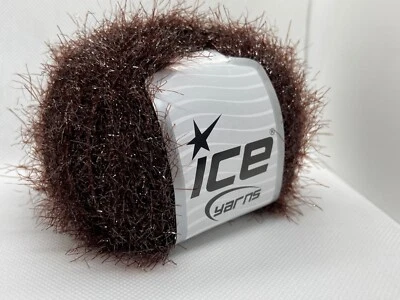 Sparkle Soft Dark Brown 68304 Ice Yarns Metallic Short Eyelash Yarn 50gr 153yds - Image 1 of 4