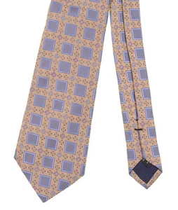 RECIENTE Ermenegildo Zegna Tejida Geométrica Dorada y Azul - Imagen 1 de 5