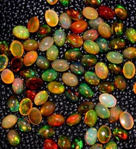 Tolle Qualität 5 Stück natürlicher äthiopischer Feueropal ovale Form Cabochons 5-7 mm - Bild 1 von 5