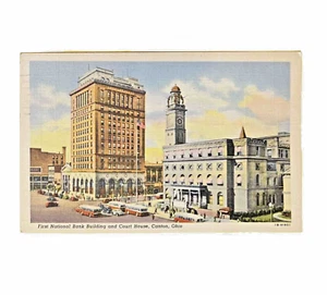 Canton Ohio • 1st Nat’l Bank & Court House Buildings • Linen Posted 1942 - Picture 1 of 2