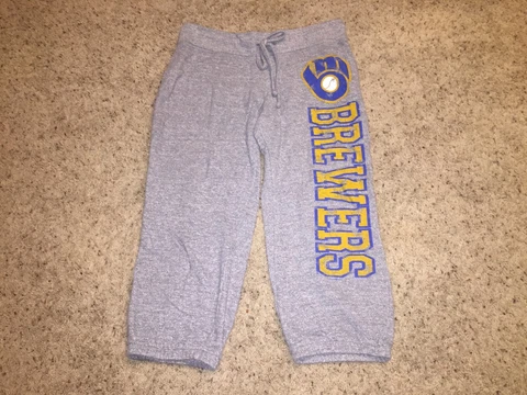 Milwaukee Brewers Cooperstown Retro Throwback Cropped Pajama Sweatpants Womens L Cover