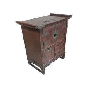 Antique Vintage Korean Elm / Brass Tansu Chest Cabinet - Picture 1 of 10