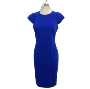 Nuevo Vestido Vaina Para Mujer Calvin Klein ULTRAMARINE Azul Crepé Manga Gorra Talla 12 - Imagen 1 de 8