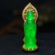 .Perfect High Ice Chinese Jade Precision Carved Guanyin Bodhisattva Pendant W02