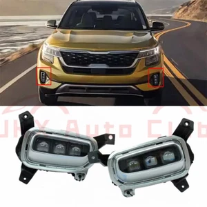 For Kia Seltos KX3 2020-2021 x LED DRL Bumper Daytime Driving Lights Fog Lamps - Picture 1 of 8