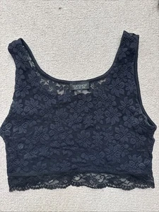 Top Shop Crop Top Black Girls Size 10 Lace Stretch With Lace Trim - Picture 1 of 6