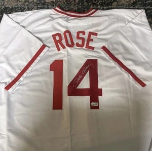 PETE ROSE Autographed Custom Cincinnati Reds Jersey (Beckett) - Picture 1 of 4