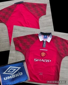 Vintage 90s Umbro 1996-98 Manchester United Soccer Futbol Jersey Sz L Authentic - Picture 1 of 13