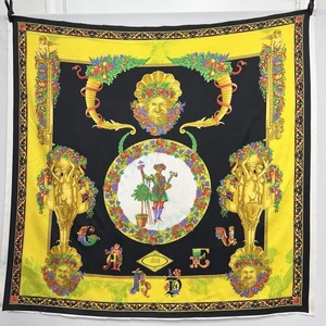 Panel de tela de seda vintage Atelier Versace serie GARDEN 1993 negro necesita TLC - Imagen 1 de 11