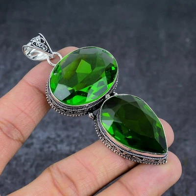 Peridot Gemstone Handmade 925 Sterling Silver Jewelry Gift Pendant 3.35" P128 - Image 1 of 4