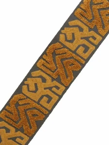 Fabricut Embroidered Ethnic Border Tape Trim- Mala / Saffron 2.50 yds 0979202 - Picture 1 of 3