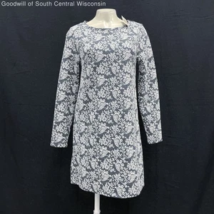 NWT Wmns LOFT Gray Jacquard Brocade Long Sleeve Short Casual Dress SP MSRP$89.5 - Picture 1 of 5