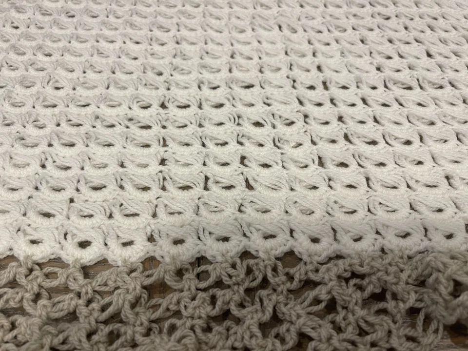 Handamade CROCHET baby blanket beige and cream 38x38 - Image 1 of 2