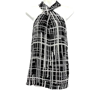 Camicetta top Kenneth Cole New York donna 100% seta stampa senza maniche nera nuova con etichette 14 - Foto 1 di 18