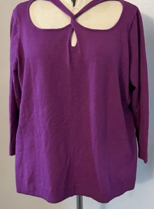 Lane Bryant Sweater Lightweight Cut Out Neckline L/S Corp Core Office Casual NWT - Picture 1 of 15