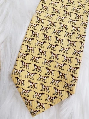 De colección Polo Ralph Lauren Corbata Estampado Perro 100% Seda Puntero Terrier Perro de Caza Foto 1 de 4